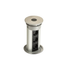Выдвижной блок 3х220В + USB, алюминий/черный, Versaelite ASA 060.05F.00007