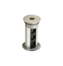 Выдвижной блок 3х220В + USB, хром/черный, Versaelite ASA 060.05F.00008
