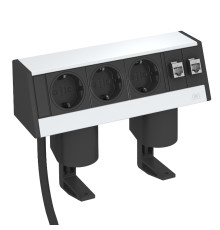 Розеточный блок 3 розетки + 2 RJ45, алюминий/черный, DB-1B3 D3S2K OBO Bettermann 6116942