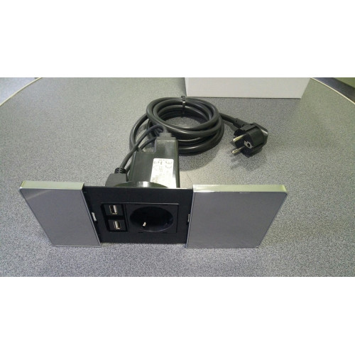 Розетка 220В с USB в столешницу, нержавеющая сталь, Versapad ASA 060.08F.00003