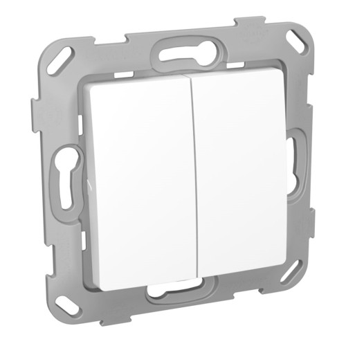 Выключатель двухклавишный, белый, PLK0121031 Plank Electrotechnic