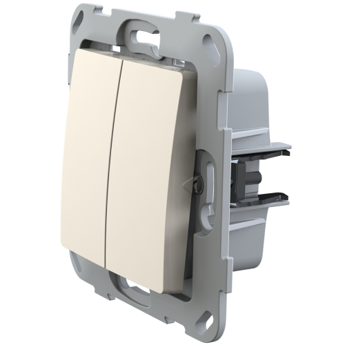Выключатель двухклавишный, слоновая кость, PLK0121131 Plank Electrotechnic