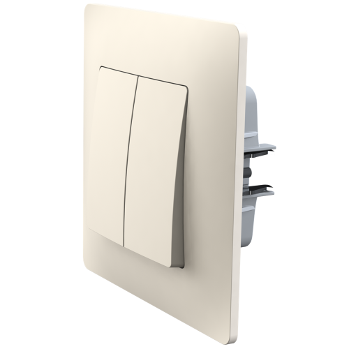 Выключатель двухклавишный, слоновая кость, PLK0121131 Plank Electrotechnic