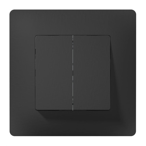 Выключатель двухклавишный, антрацит soft-touch, PLK0121241 Plank Electrotechnic
