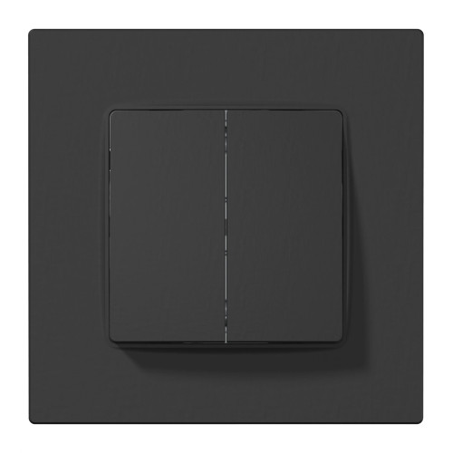 Выключатель двухклавишный, антрацит soft-touch, PLK0121241 Plank Electrotechnic