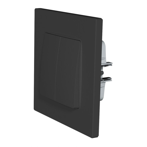 Выключатель двухклавишный, антрацит soft-touch, PLK0121241 Plank Electrotechnic