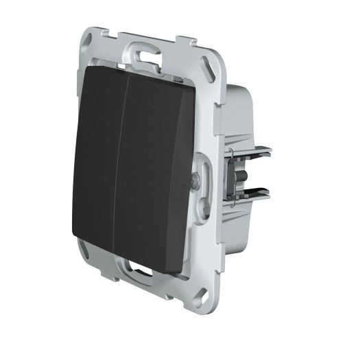 Выключатель проходной двухклавишный, антрацит soft-touch, PLK0221241 Plank Electrotechnic