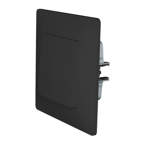 Выключатель проходной двухклавишный, антрацит soft-touch, PLK0221241 Plank Electrotechnic