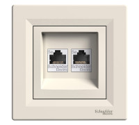 Розетка комп'ютерна RJ-45 подвійна, кремовий, EPH4400123 Schneider Asfora