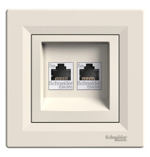 Розетка компьютерная RJ-45 двойная, кремовый, EPH4400123 Schneider Asfora