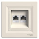 Розетка комп'ютерна RJ-45 подвійна, кремовий, EPH4400123 Schneider Asfora