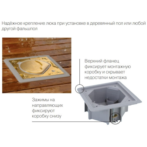 Лючок с замком для установки в фальшпол, IP66, нержавеющая сталь, Simon