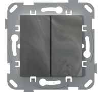 Выключатель двухклавишный, базальт - антимикробный, PLK0120731 Plank Electrotechnic