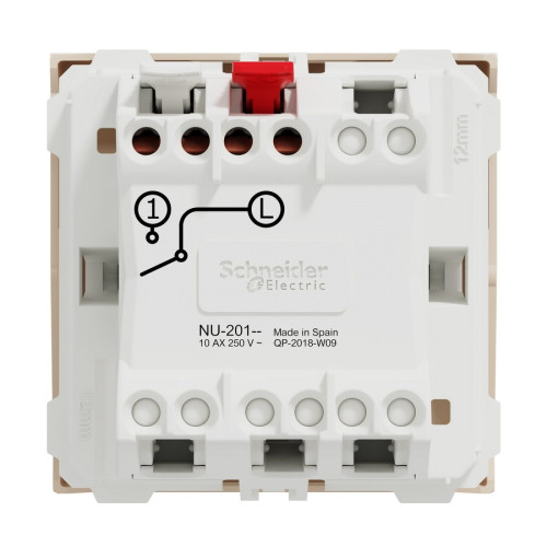 Выключатель 1-клавишный, бежевый, 2 модуля, Unica New Schneider NU320144