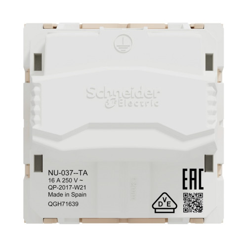 Розетка со шторками и крышкой, бежевый, 2 модуля, Unica New Schneider NU303744TA