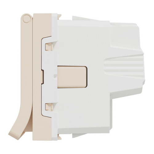 Розетка со шторками и крышкой, бежевый, 2 модуля, Unica New Schneider NU303744TA