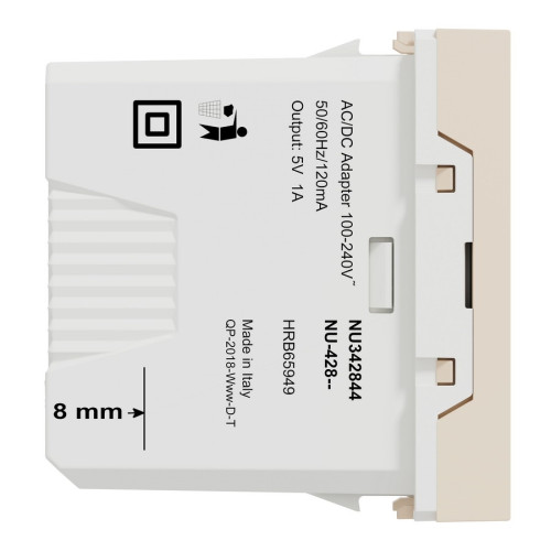 Розетка USB для зарядки, бежевый, 1 модуль, Unica New Schneider NU342844