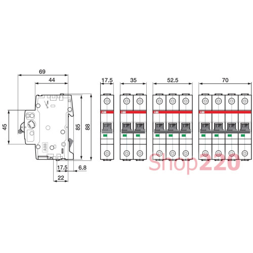 Автомат 13А, 3 полюса, тип C, S203-C13 ABB 2CDS253001R0134