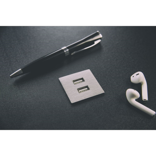 Розетка USB тип А+С в мебель, нержавеющая сталь, Versapick ASA 060.29Z.00041