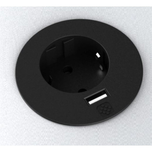 Врезная мебельная розетка 220В + USB, черный, Versatag ASA 060.36F.00001