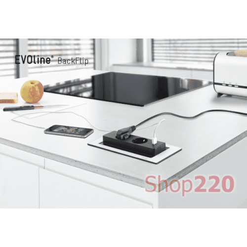 Вращающийся блок розеток 220В+USB, латунь, EVOline BackFlip