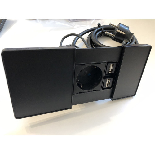 Розетка 220В с USB в столешницу, черный, Versapad ASA 060.08F.00002