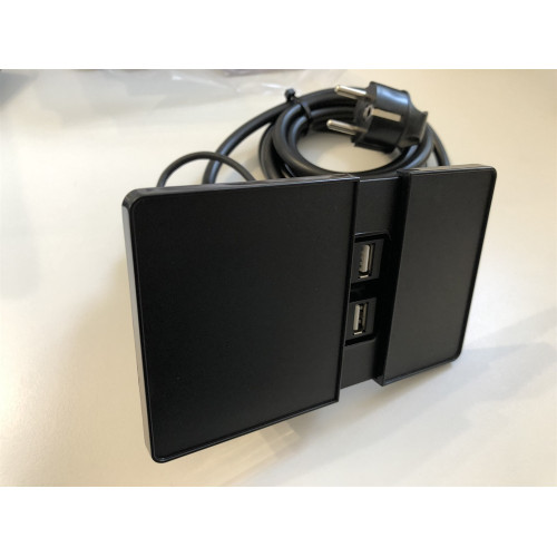 Розетка 220В с USB в столешницу, черный, Versapad ASA 060.08F.00002
