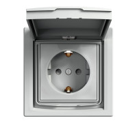 Розетка вологозахищена IP44 із заземленням, алюміній, EPH3100361 Schneider Asfora