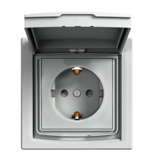 Розетка влагозащищенная IP44 с заземлением, алюминий, EPH3100361 Schneider Asfora