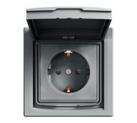Розетка вологозахищена IP44 із заземленням, сталь, EPH3100362 Schneider Asfora