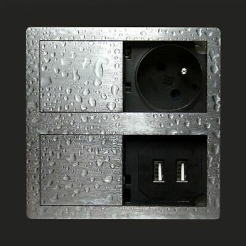 Врезная розетка в стол 220В + USB, нержавеющая сталь, Versahit ASA 060.15F.00009