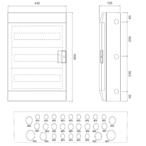 Щит на 54 модуля влагозащищенный, IP65, MISTRAL65 ABB