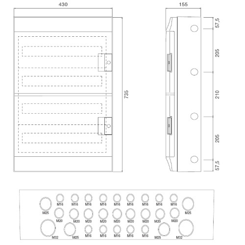 Щит на 72 модуля влагозащищенный, IP65, MISTRAL65 ABB