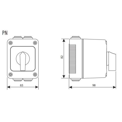 Переключатель "1-0-2" 25 А в корпусе IP65, CS 25 53 PN ETI 4773197
