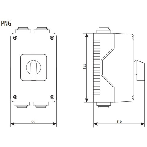 Переключатель 1-0-2 в корпусе, 32 А 3 фазы, IP65, CS 32 53 PNG ETI 4773198
