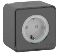 Розетка электрическая 220В, накладная IP55, черный, Mureva Styl Schneider MUR36034