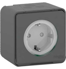 Розетка электрическая 220В, накладная IP55, черный, Mureva Styl Schneider MUR36034