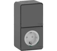 Блок из розетки 220В и переключателя, накладной IP55, черный, Mureva Styl Schneider MUR36024