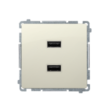Розетка USB зарядка, двойная, 2.1А, бежевый, Basic Simon