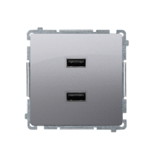 Розетка USB зарядка, двойная, 2.1А, сталь, Basic Simon