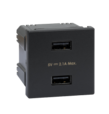 Розетка USB для зарядки, двойная, 2 модуля, черный, К45 Simon K126E/14