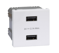 Розетка USB для зарядки, двойная, 2 модуля, белый, К45 Simon K126E/9