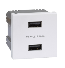 Розетка USB для зарядки, двойная, 2 модуля, белый, К45 Simon K126E/9