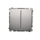 Выключатель двойной с подсветкой, серебро, Basic Simon