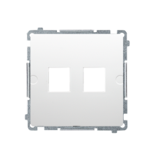 Розетка информационная прямая под 2xRJ45 Keystone, с суппортом, белый, Basic Simon