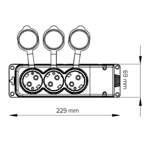 Розетка тройная каучуковая 16А настенная, 3KMP Bylion
