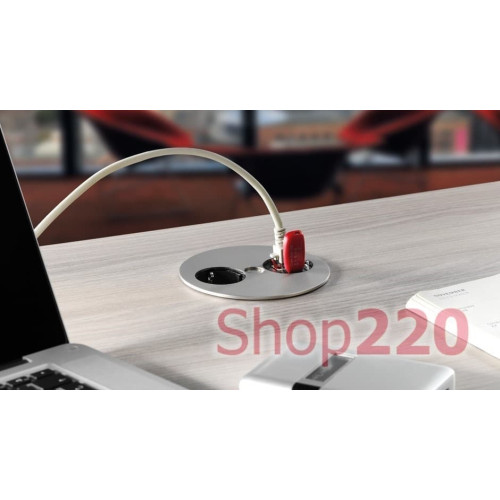 Врезная розетка в стол Bachmann TWIST 220В + пустые модули Keystone