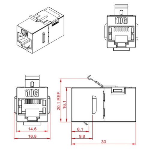 Модуль RJ45 Cat6 Keystone, экранированный, Bachmann 940083