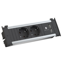 Встраиваемые розетки в стол 2х220В + 2xUSB, Bachmann KAPSA