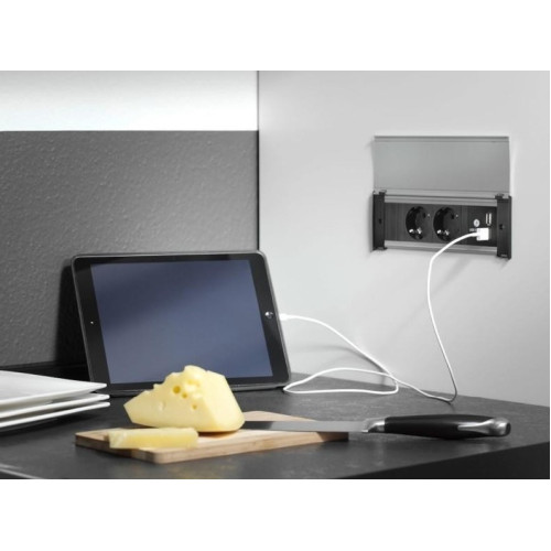 Встраиваемые розетки в стол 2х220В + 2xUSB, Bachmann KAPSA